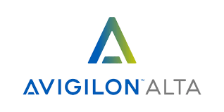 Logo of Avigilon Alta: blue and green angled letter