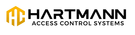 Logo for Hartmann Access Control Systems; yellow hexagon with HC, black text.