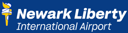Newark Liberty International Airport logo with torch icon.