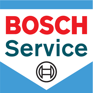 Een blauw en wit logo voor bosch service
