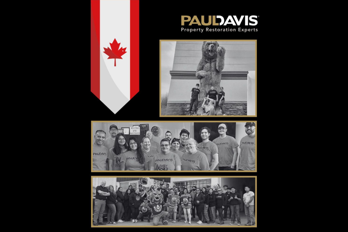A collage of black and white photos of people in various poses, with a Canadian flag and a logo.