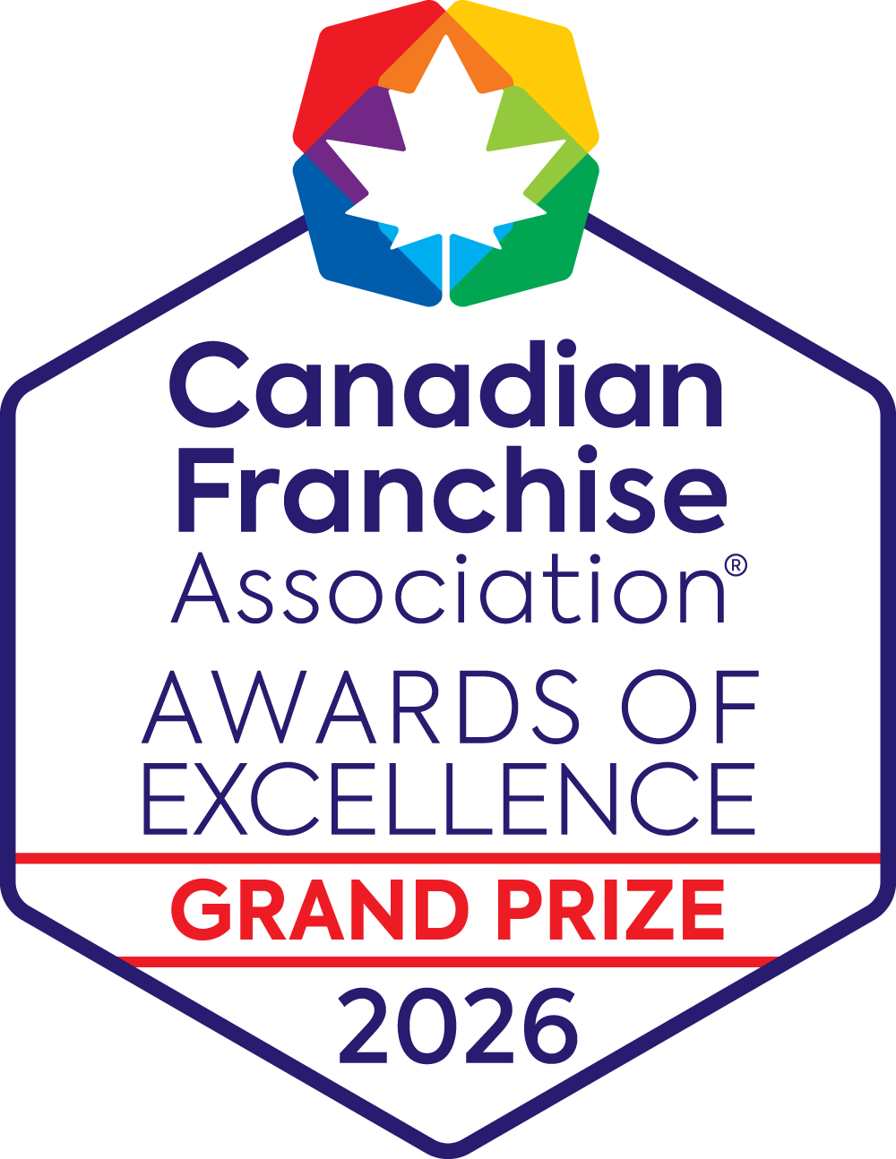 Canadian Franchise Association Awards of Excellence Grand Prize 2026 logo with multicolor emblem