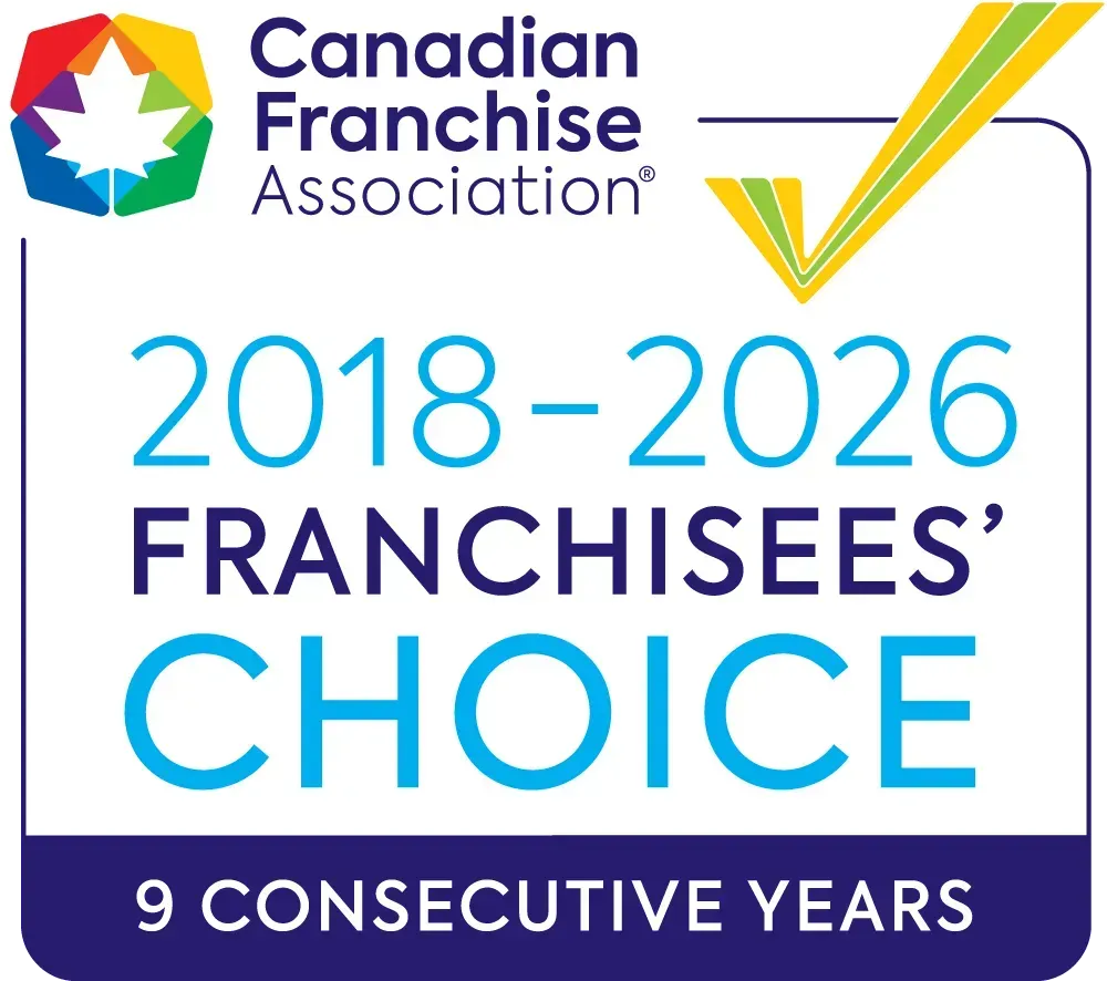 Canadian Franchise Association badge reading “2018–2026 Franchisees’ Choice, 9 consecutive years.”
