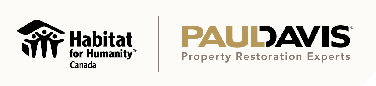 Habitat for Humanity and Paul Davis logos side by side on a white background