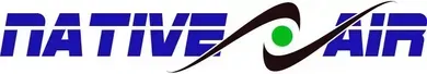 A blue and black logo for native air