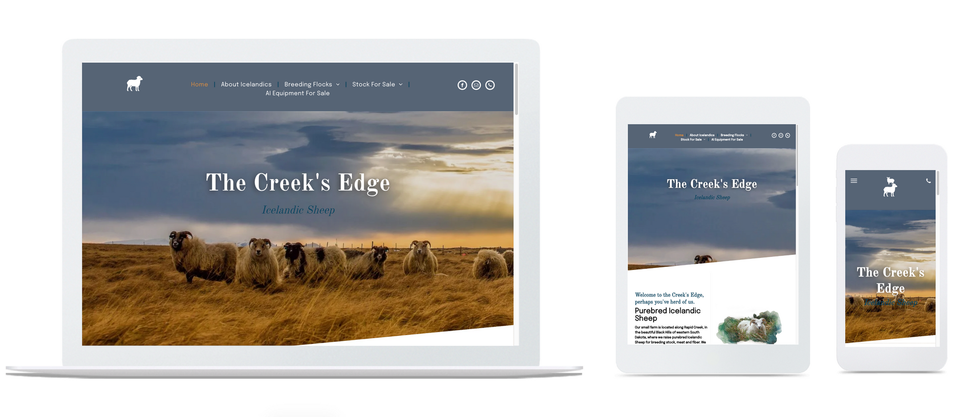 Responsive website mockup on desktop, tablet, and phone with a wildlife safari hero image and title.