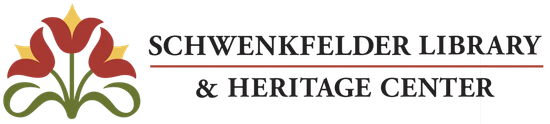 Schwenkfelder Library & Heritage Center logo with stylized flower in red, orange, and green.