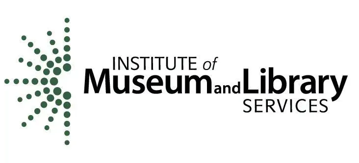 Institute of Museum and Library Services logo with green dotted burst icon and black text