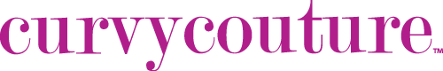 Curvy Couture logo in pink cursive on a white background