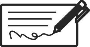 Signature line on a document with a pen icon