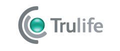 Trulife logo with gray and teal circular icon and gray wordmark