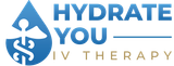 A blue logo for hydrate you iv therapy