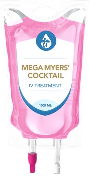 A pink bag of mega myers cocktail iv treatment.