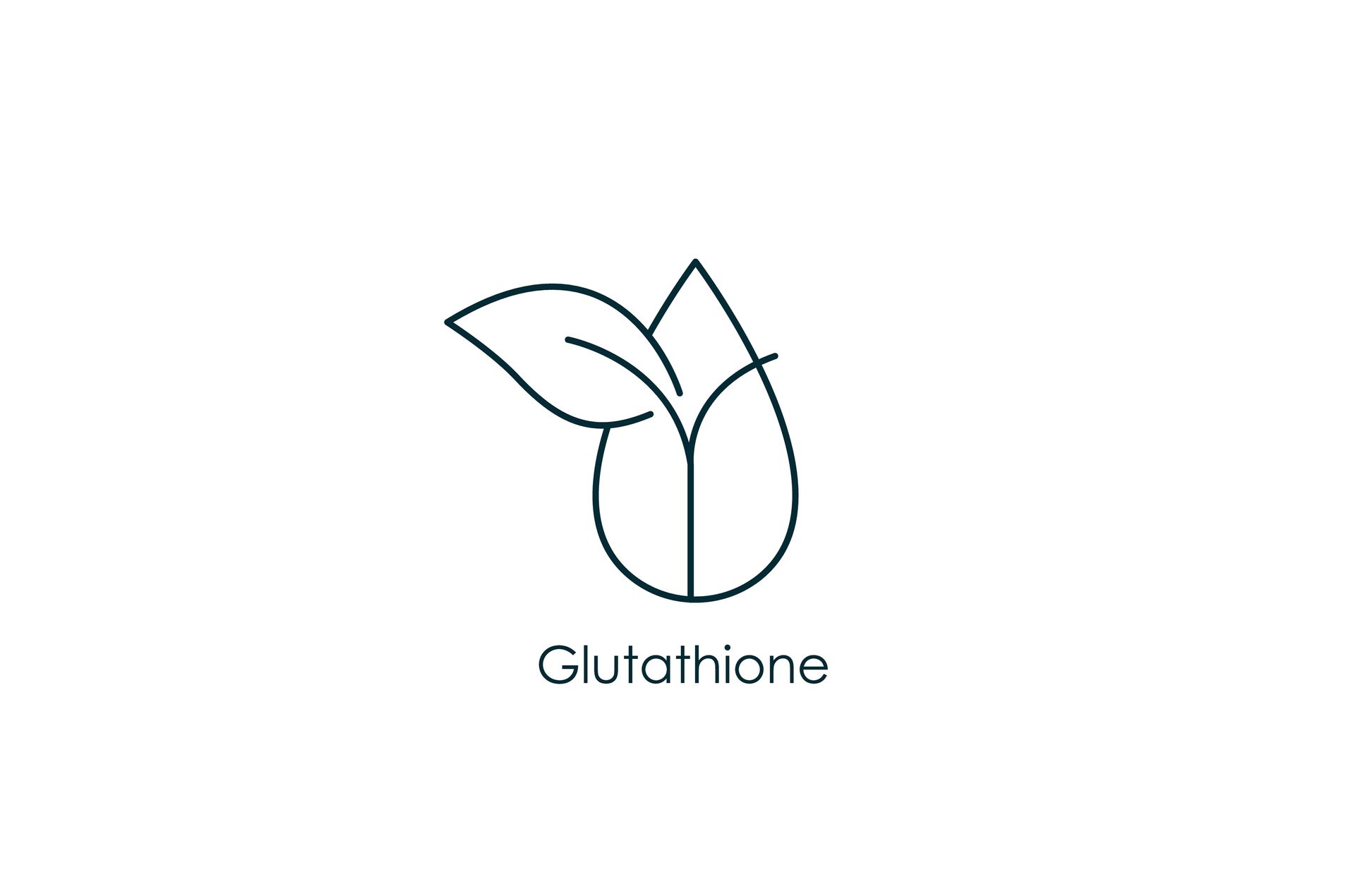 A line drawing of a flower with leaves and the word glutathione.