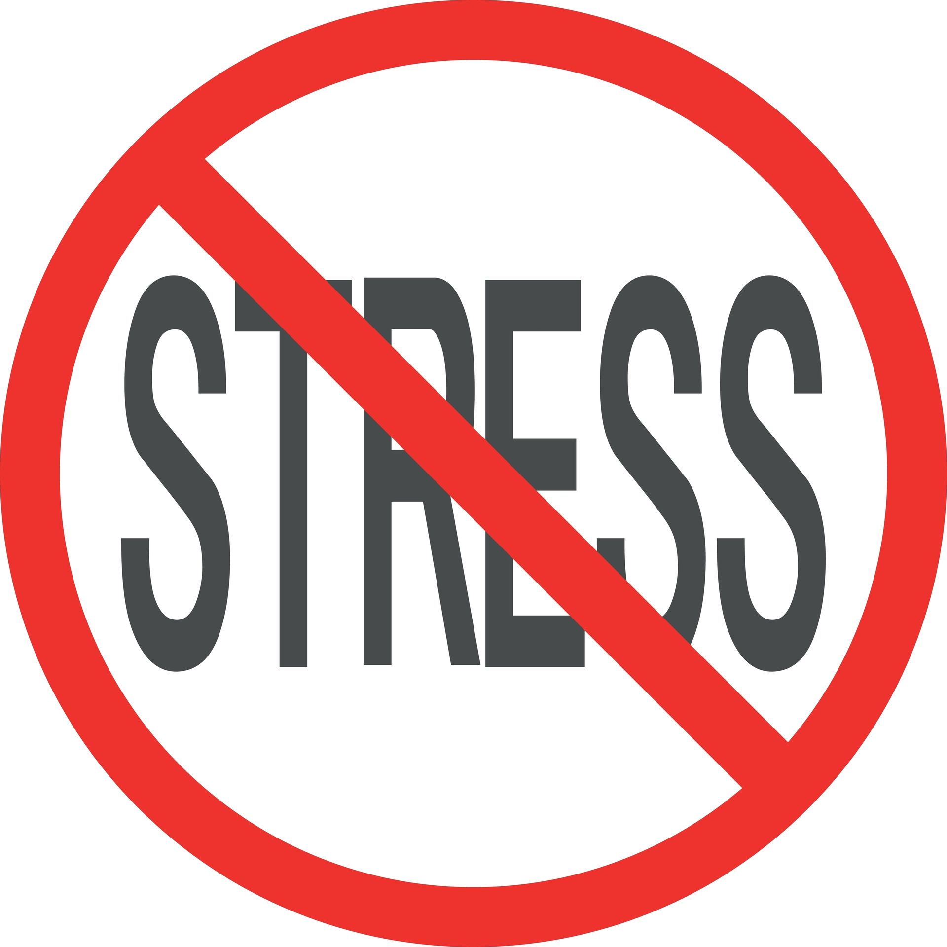 The word stress is crossed out in a red circle