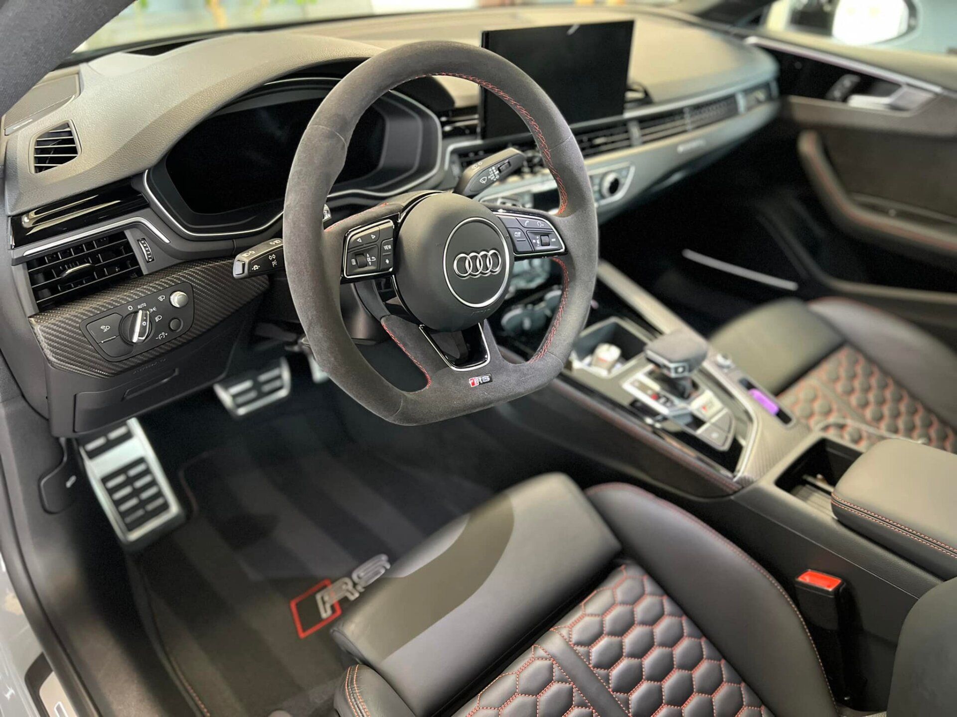 A close-up of the interior of a Audi