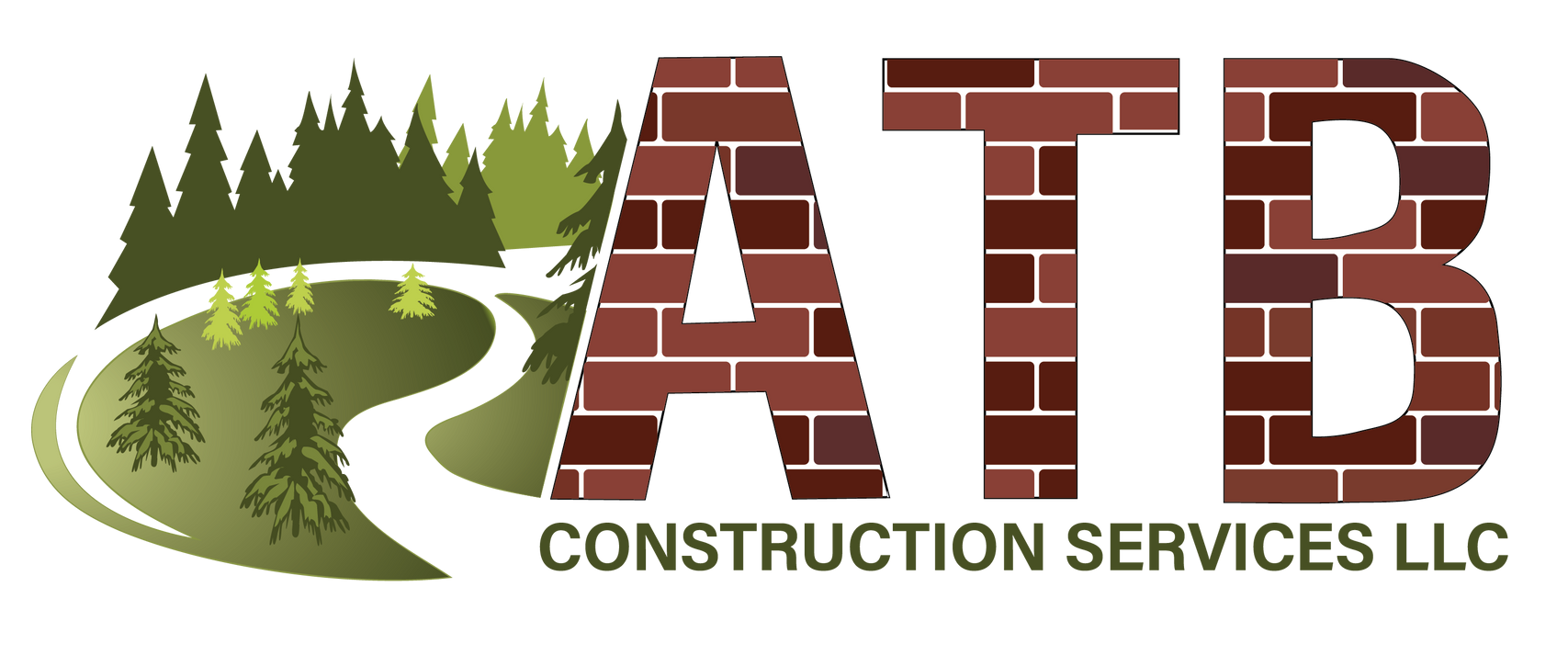 ATB Construction Services, LLC A logo for atb construction services llc with brick letters