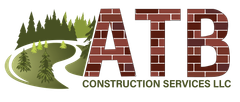 A logo for atb construction services llc with brick letters