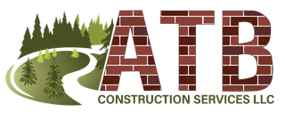 A logo for atb construction services llc with brick letters