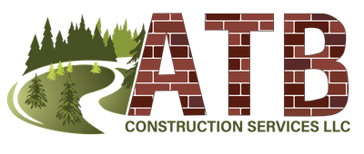A logo for atb construction services llc with brick letters