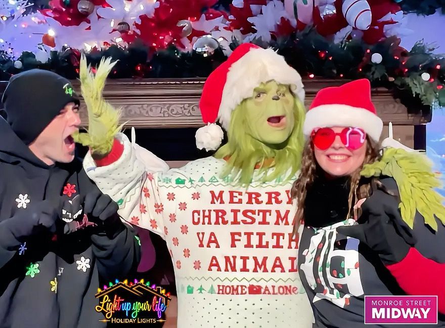 Downtown Detroit Midway Lights. Alex and Lindsay on a set of the Grinch who stole Christmas in detroit michigan .