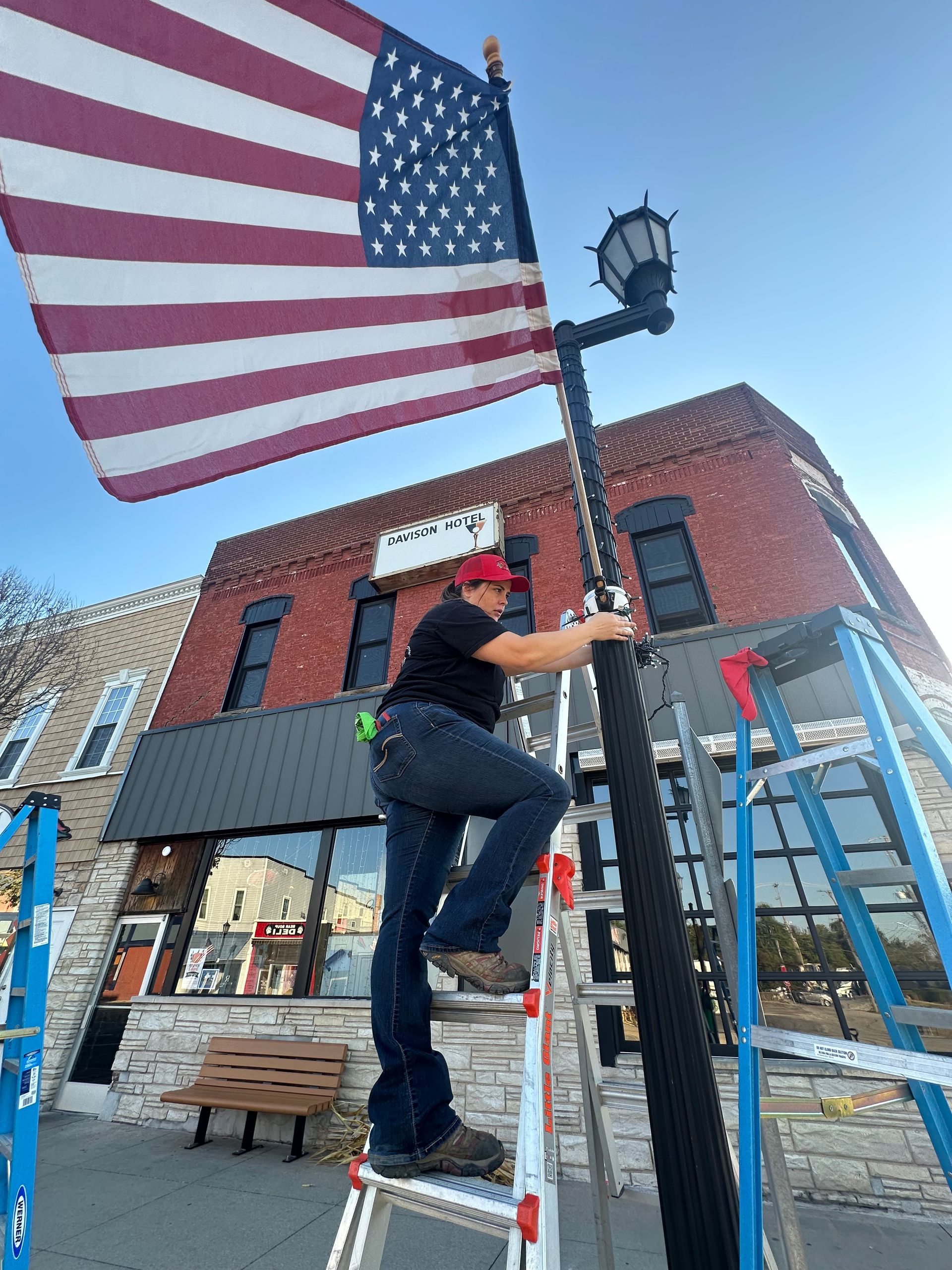 commercial grade permanent mini lights installed by light up your life holiday lights in downtown michigan. 