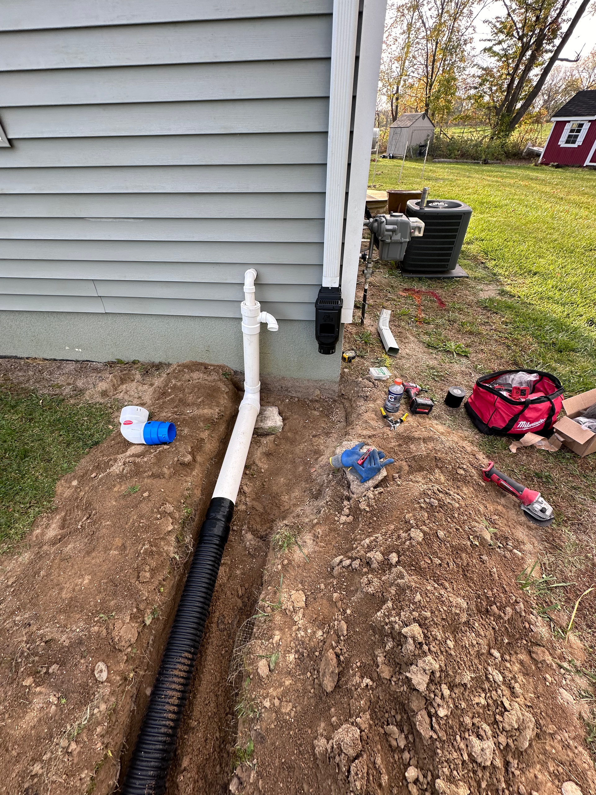 sump pump drain tile, freeze protector, leaf filter, water management