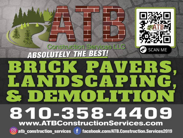 An ad for brick pavers landscaping and demolition