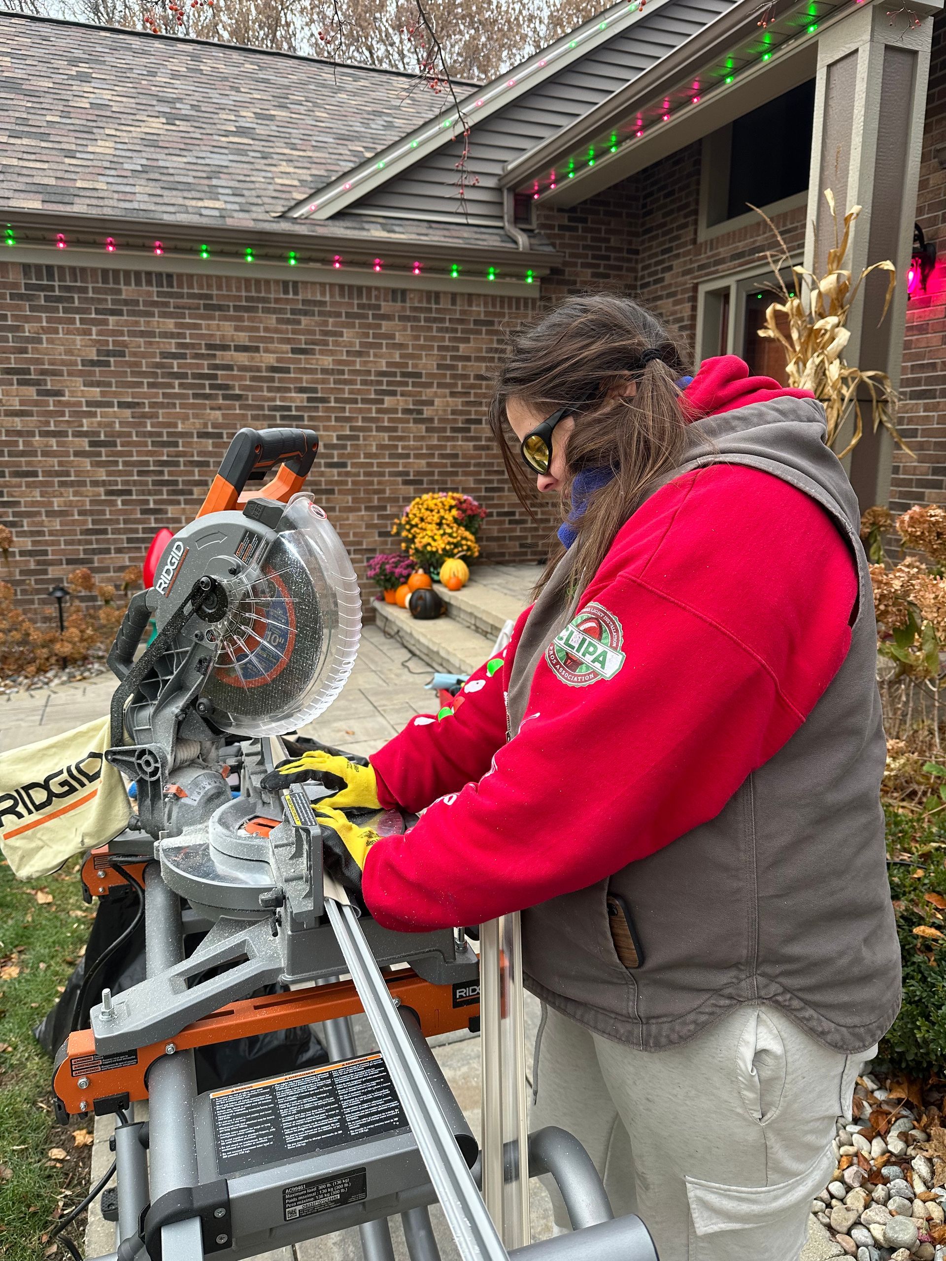 Authorized and certified and trained professional for blue hopper and inception making mitre cuts on the saw to fit the building perfectly. 