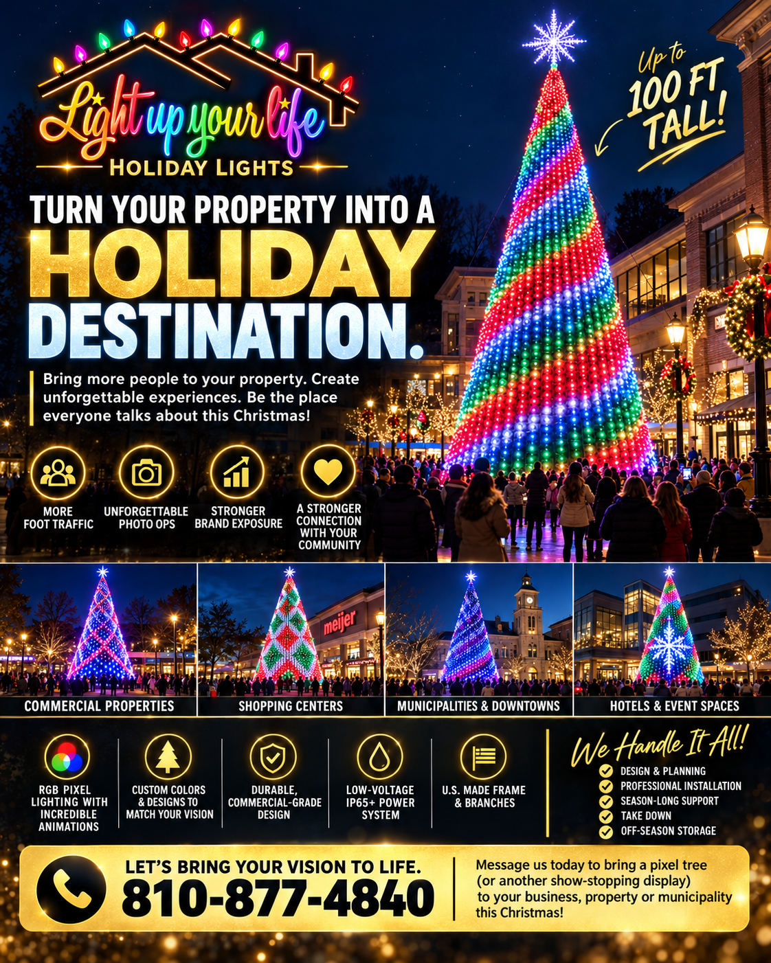 Commercial grade Pixel trees and mega trees for a drive through at. mall plaza in michgan 
