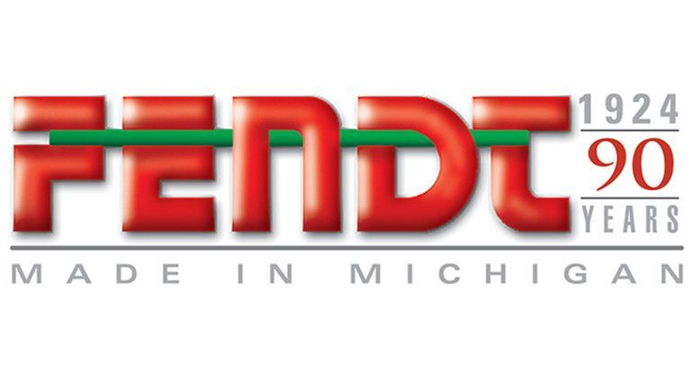 A red and green logo for fendi made in michigan