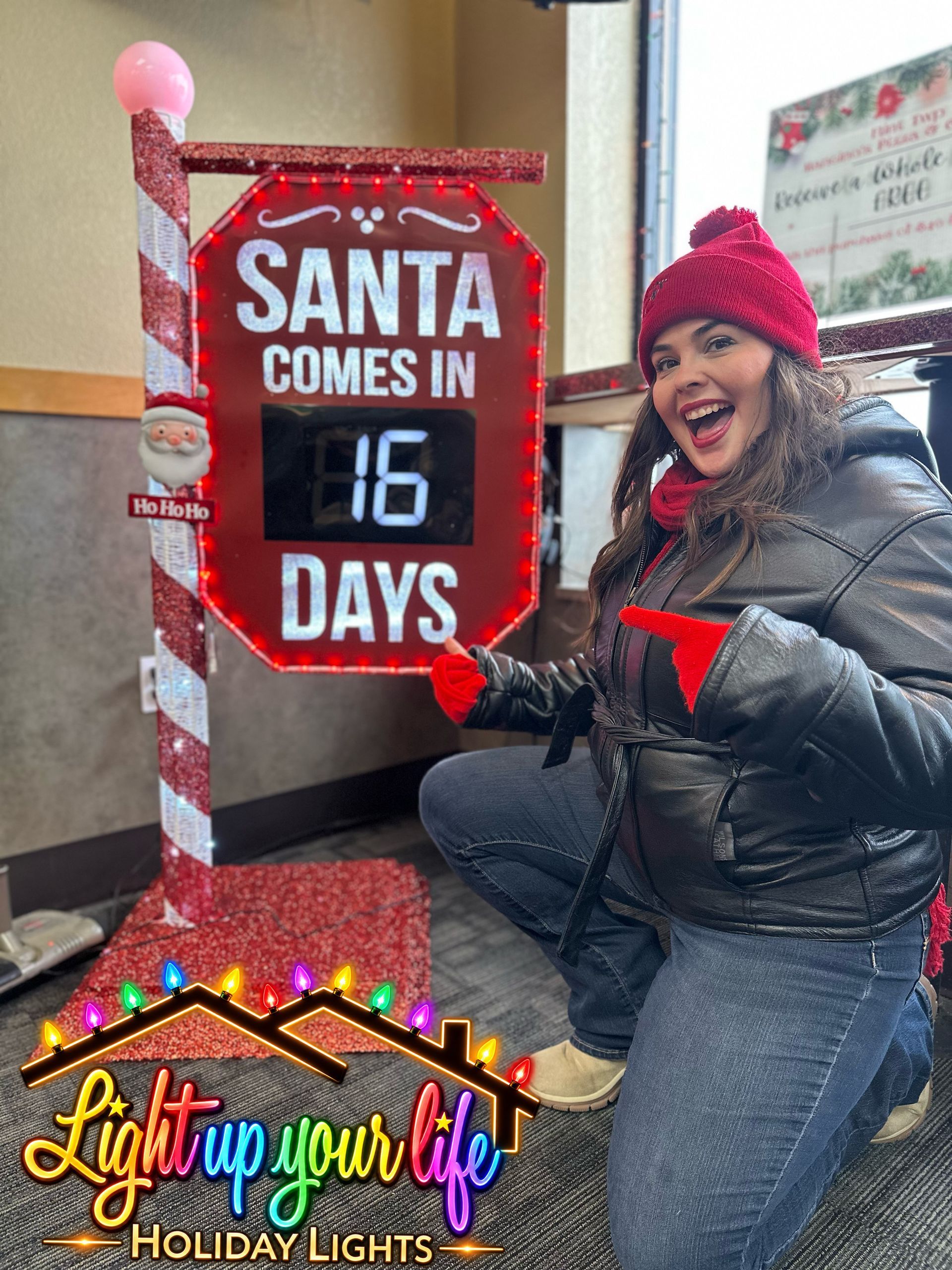lindsay with an illuminated signage that counts down the days until Christmas! Commercial property in michigan event lighting. 