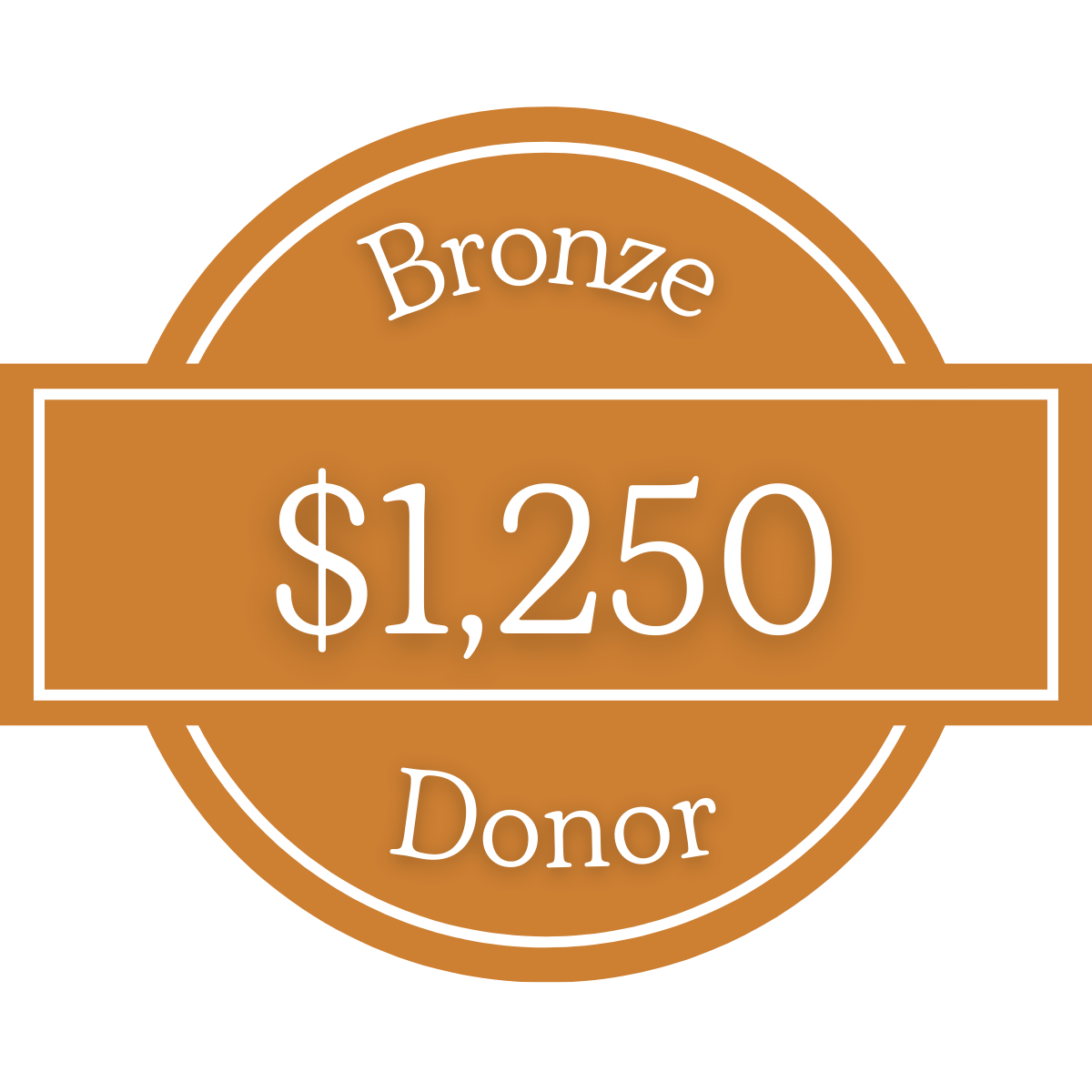 Bronze donor badge: Copper-colored circle with 
