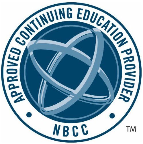 Blue and white NBCC Approved Continuing Education Provider seal.