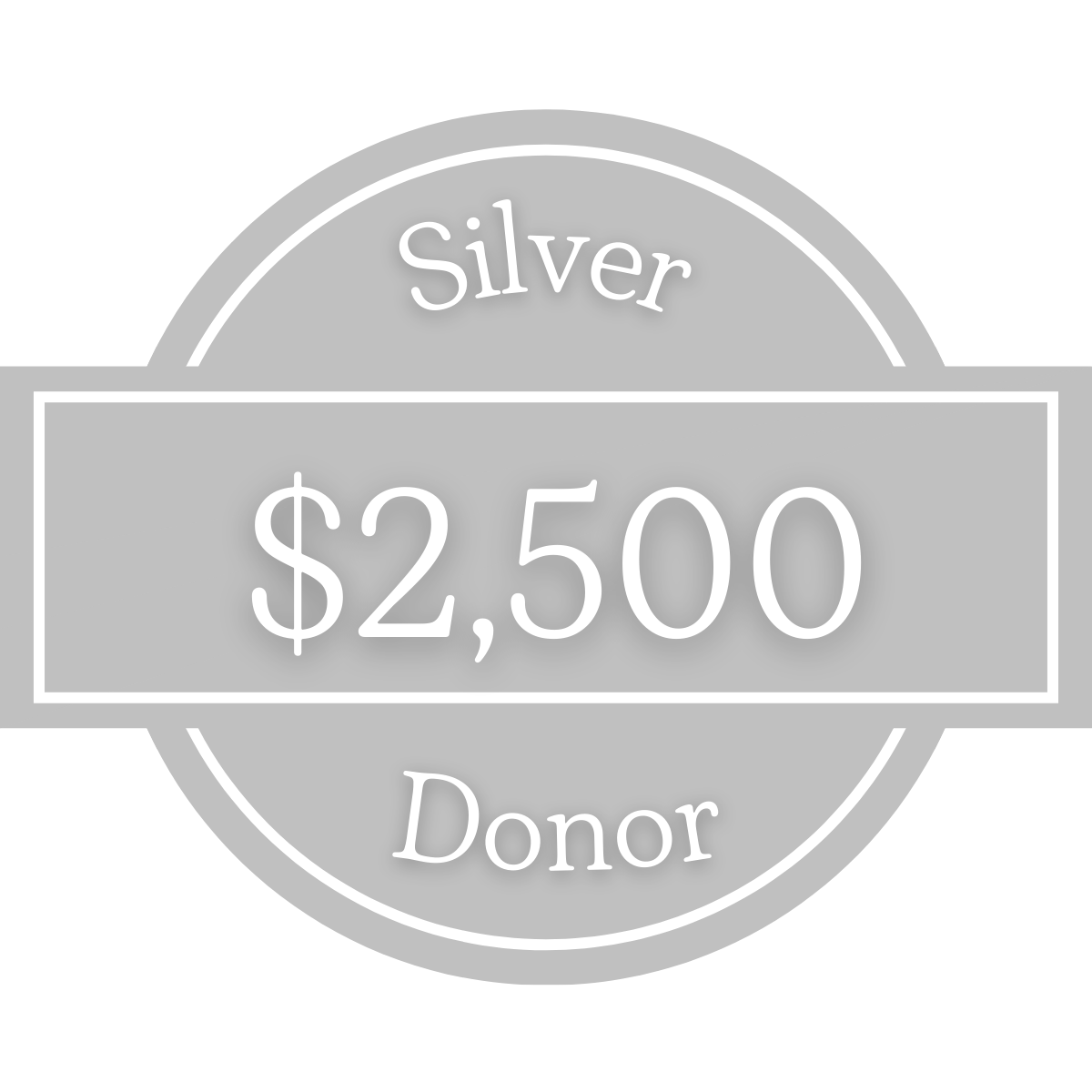 Silver Donor badge: grey circle with a white border containing 