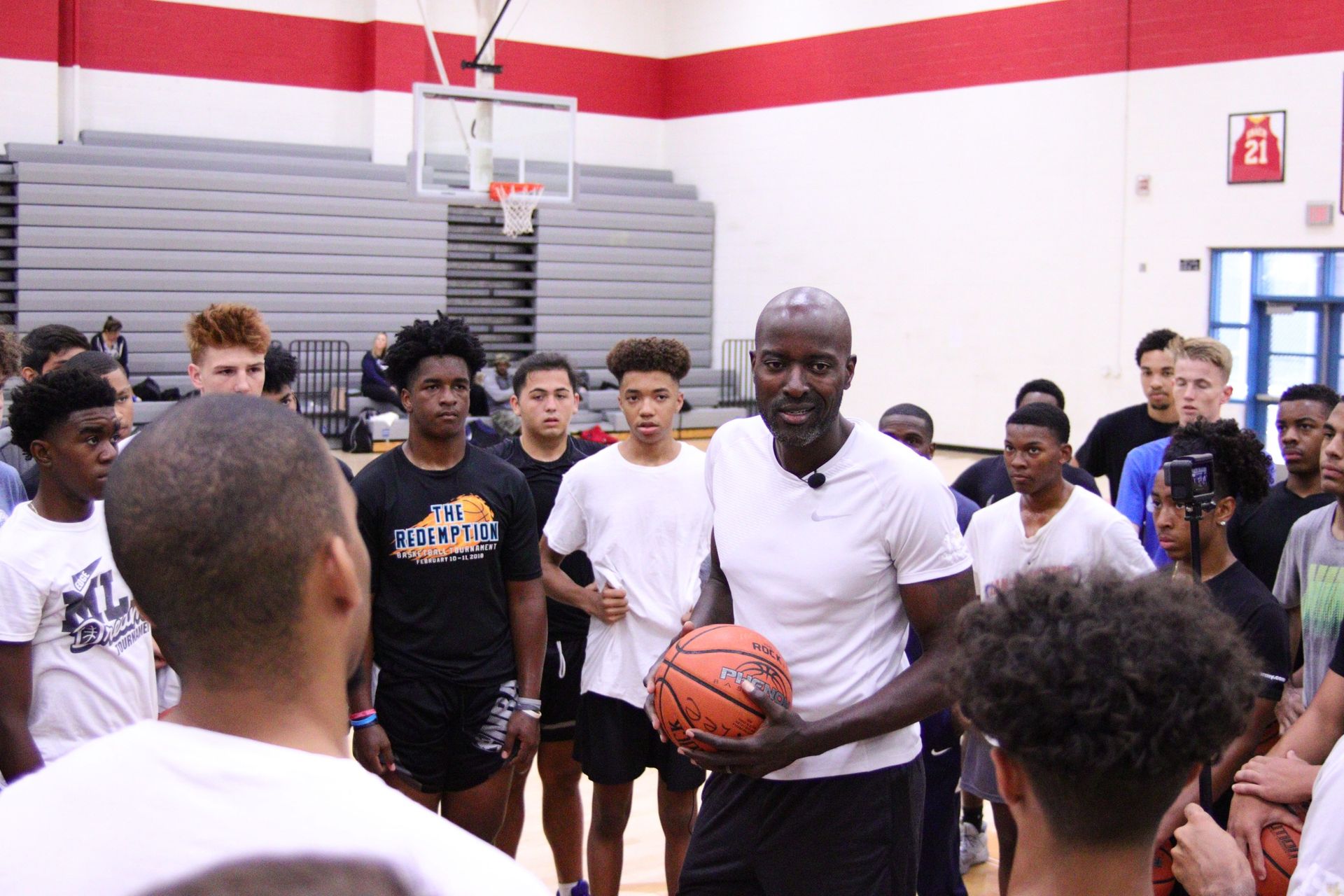 Basketball coach Ponch Hodges training a young athlete at Skill at Will Hoops in Los Angeles