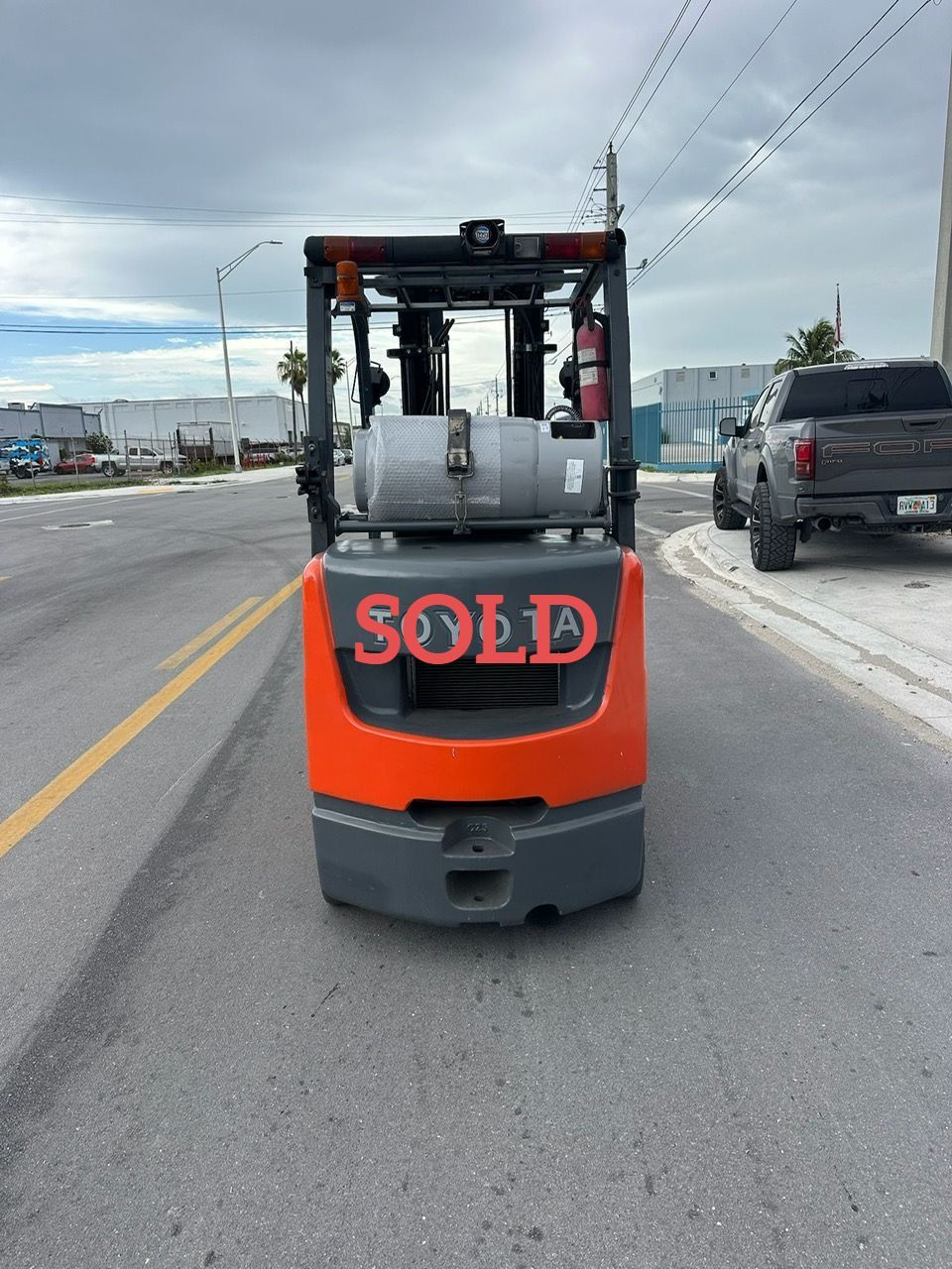 A propane forklift with 