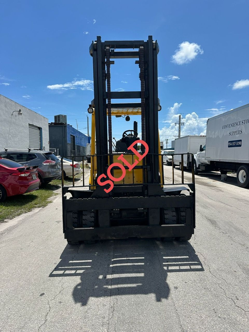 Yellow forklift with 