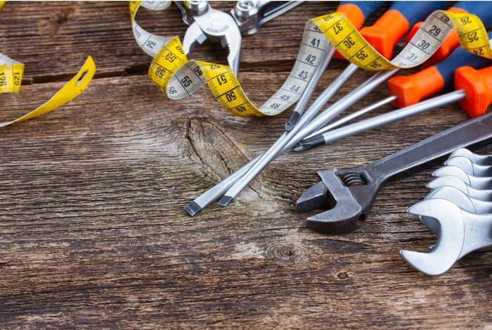 background of tools and measuring tape