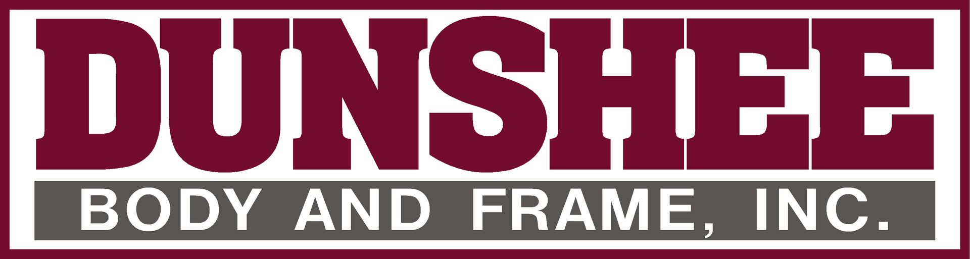 DUNSHEE Body and Frame, Inc. logo in maroon and gray