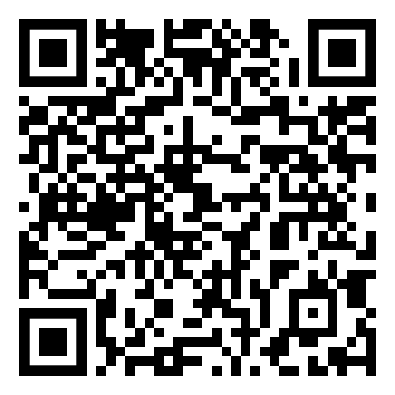 Ein schwarz-weißer QR-Code auf weißem Hintergrund.