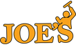 Orange logo for Joe's with a cartoon figure swinging a hammer, seemingly breaking off the apostrophe in