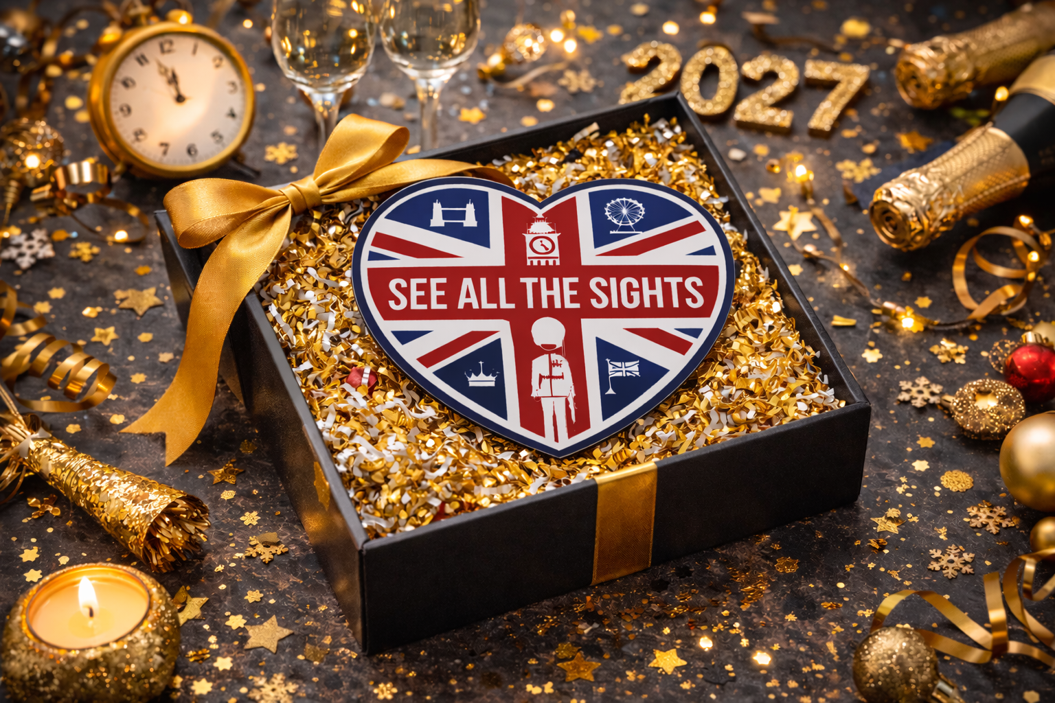 See All The Sights London walking tour New Year gift voucher with 2027 celebration theme