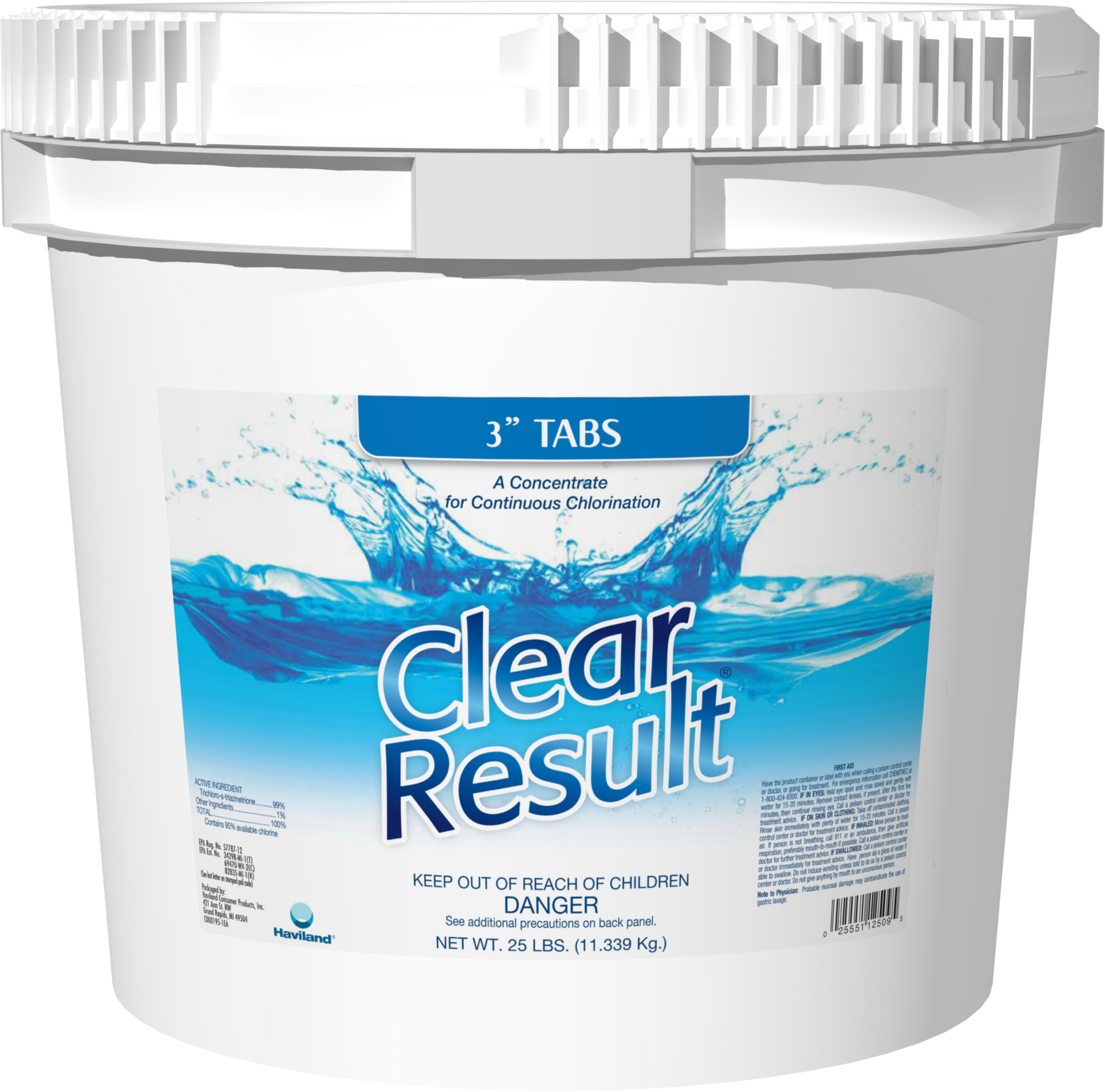 A bucket of clear result 3 tabs swimming pool cleaner