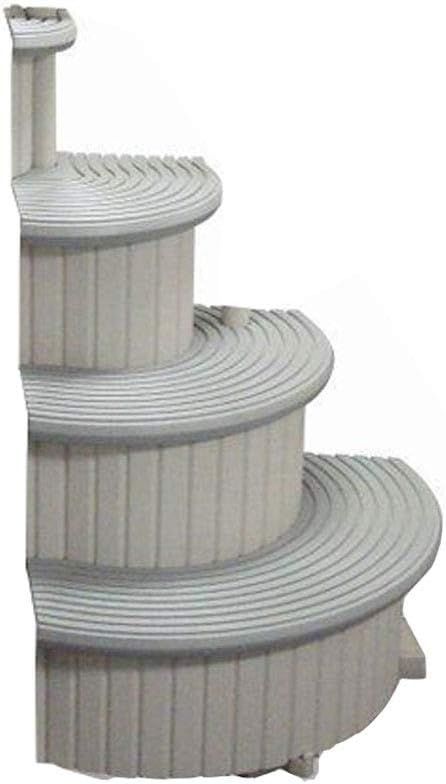 A set of stairs made of wood and plastic on a white background.