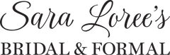 The logo for sara loree 's bridal and formal is black and white.