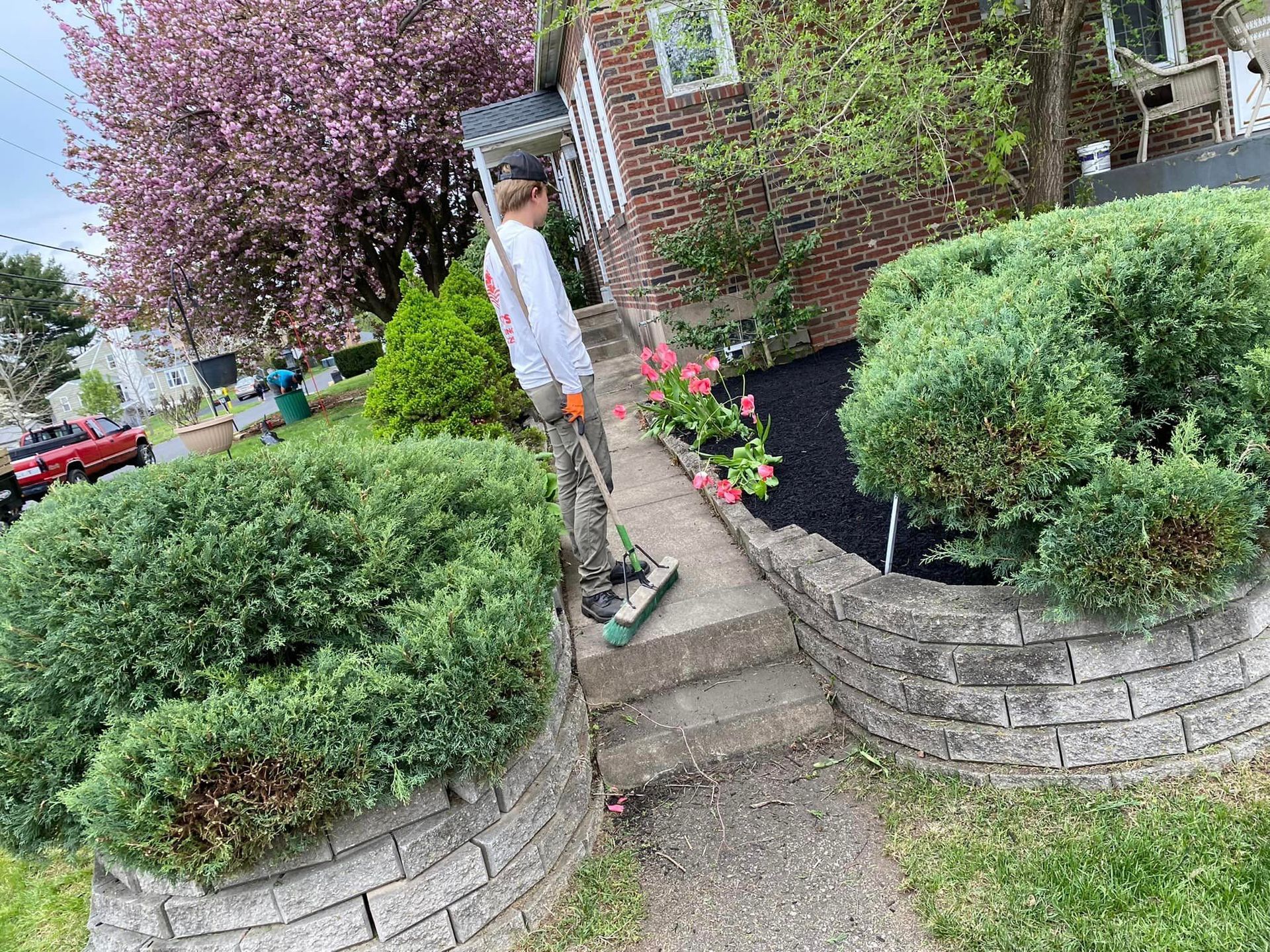 Worker Doing Landscaping — Feasterville, PA — Robert’s Landscaping