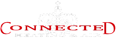 Red word &ldquo;CONNECTED&rdquo; on a white background with a red abstract icon above the letters.
