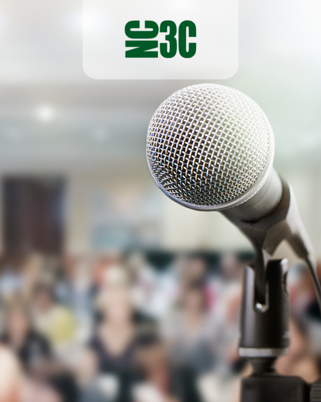 Microphone stand and a crowed with the NC3C logo