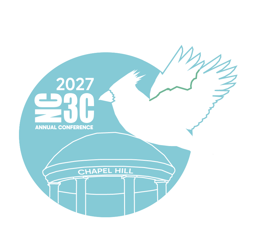 2027 NC3C Annual Conference logo of a cardinal on top of the Chapel Hill Well.